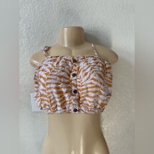 Valia Orange Leaf Print Tank Top sexy beach boho